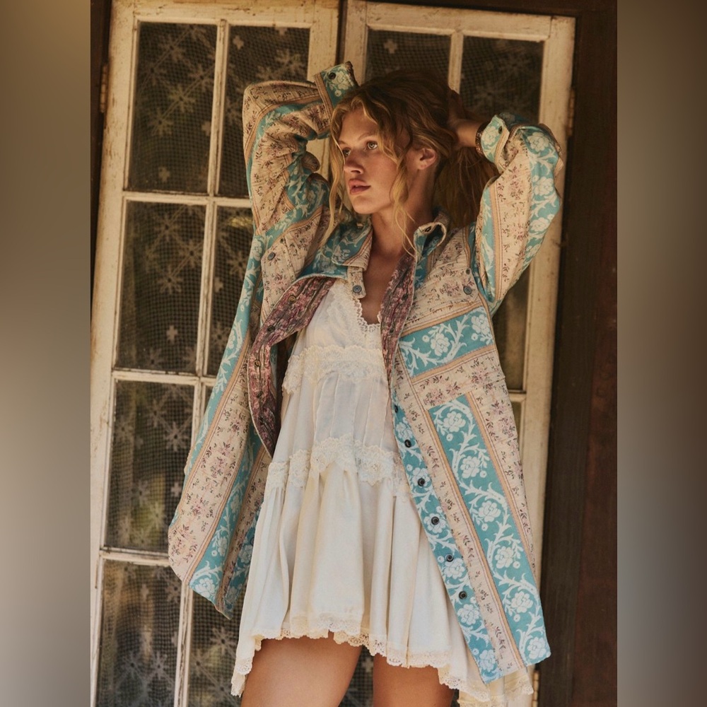 Free people we the free wonderland fog jacquard shirt